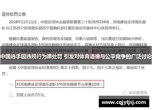 中国选手因违规行为遭处罚 引发对体育道德与公平竞争的广泛讨论